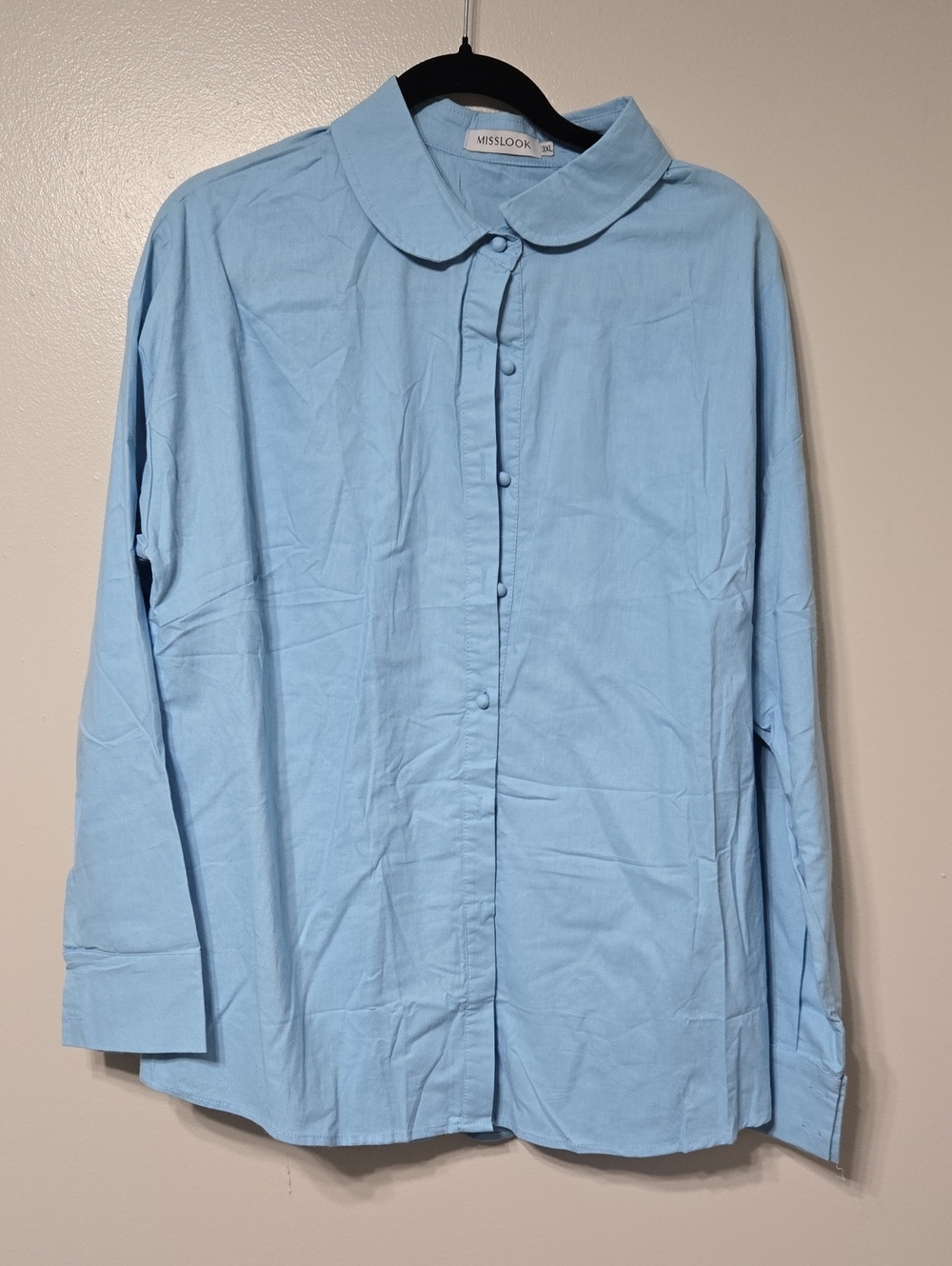 MISSLOOK Sky Blue Peter Pan Collar Button-Up Shirt